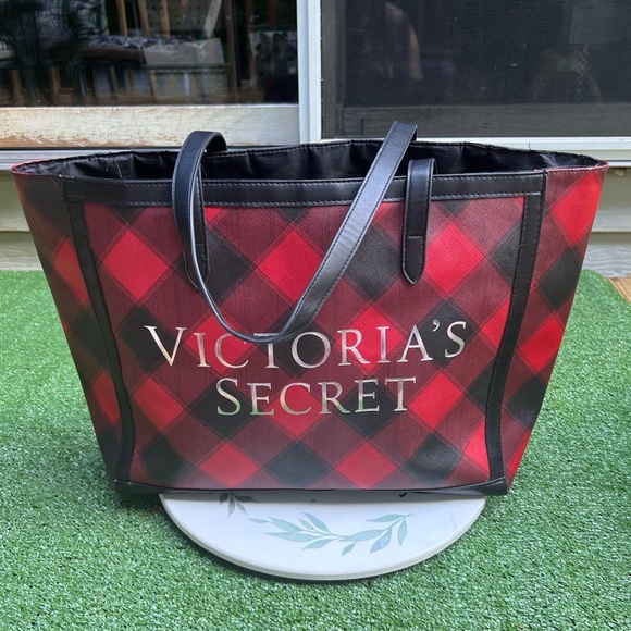 Victoria’s Secret Black Red BUFFALO Plaid Weekender Tote Bag. - Picture 8 of 17